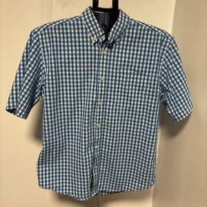 Mason James men's Medium Button-up Blue & White Gingham (checkered) pattern